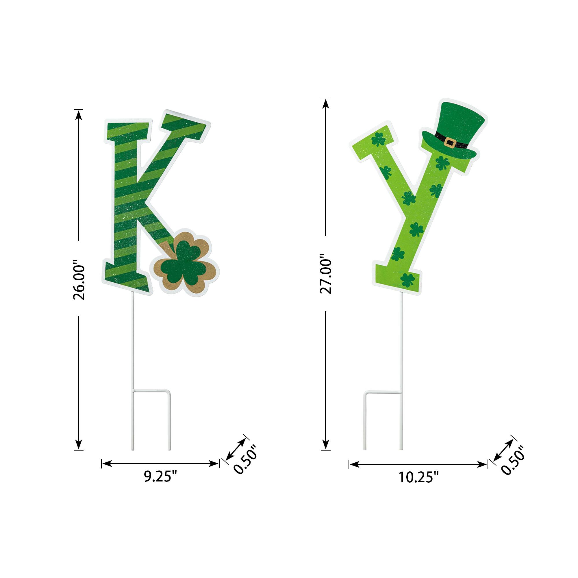 Glitzhome® Set of 5 St. Patrick's Metal "Lucky" Yard Stake